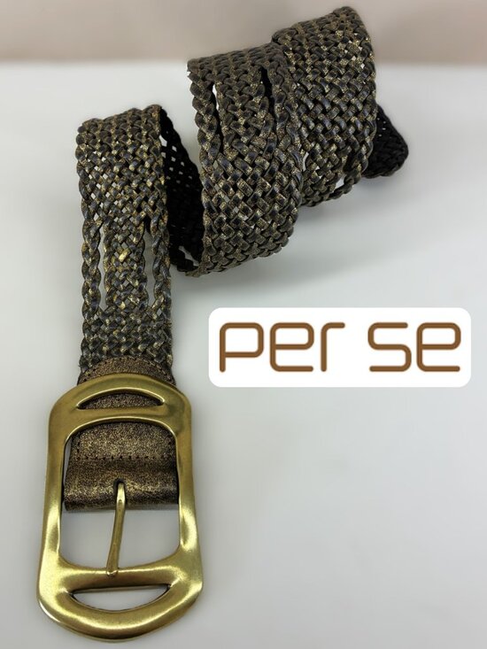 PER SE BY CARLISLE ? Boho Chic Braided Brown/Gold Leather Belt - size Small main image 8